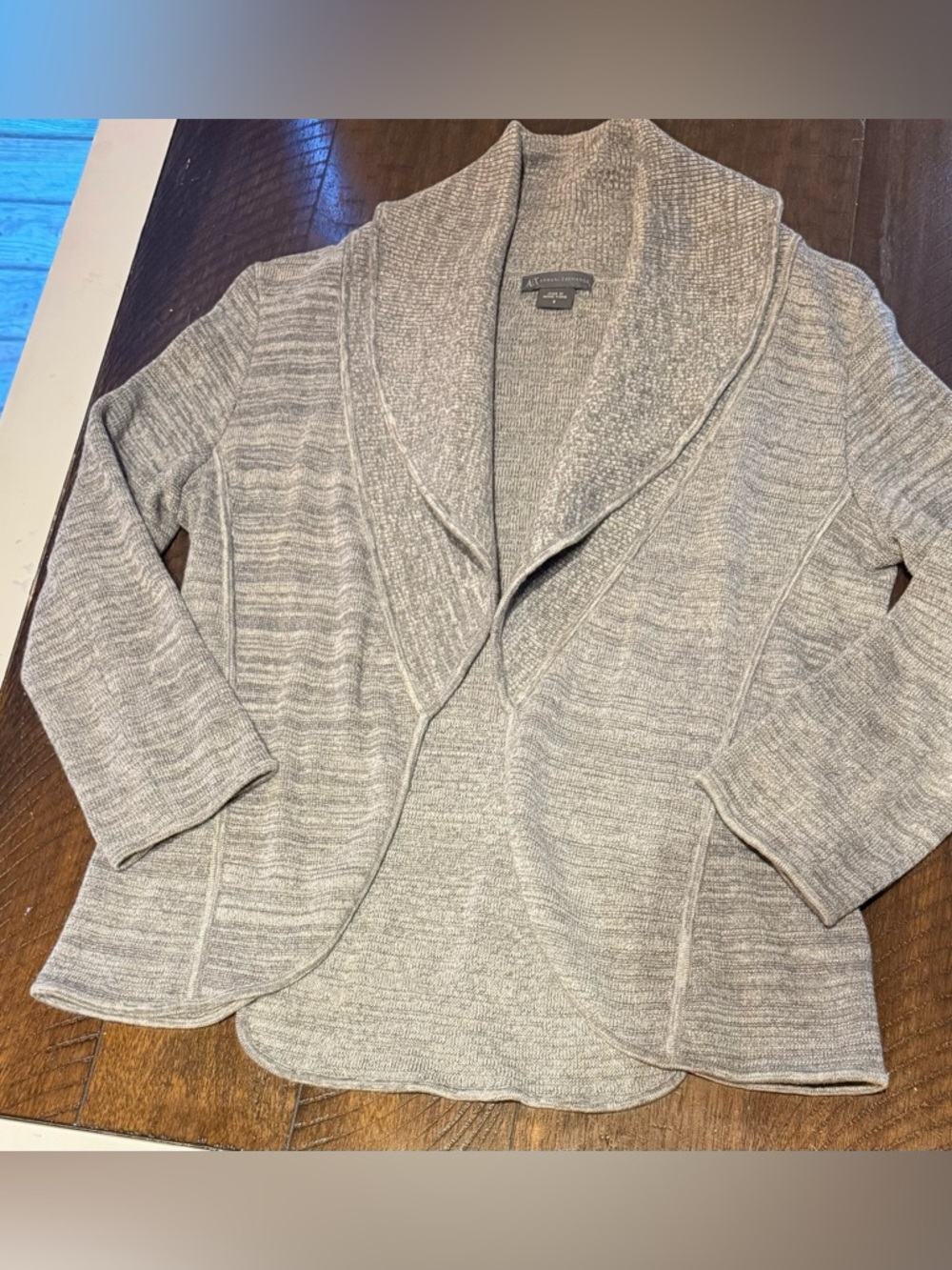 A/X Armani Exchange Heather Gray Open Front Cardigan Size Small. Cotton